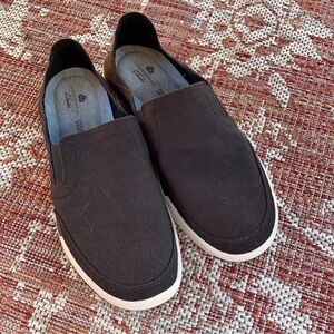Clarks Cloudsteppers Black Canvas Slip On Sneakers Casual Shoes Size 8